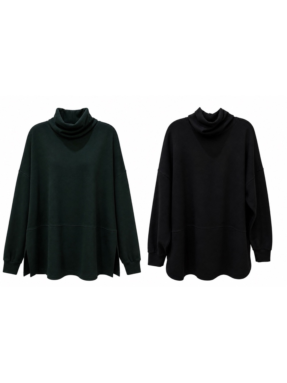 SPANX AirEssentials Turtleneck Tunic 1X Tall Black & Evergreen 2-Piece Bundle